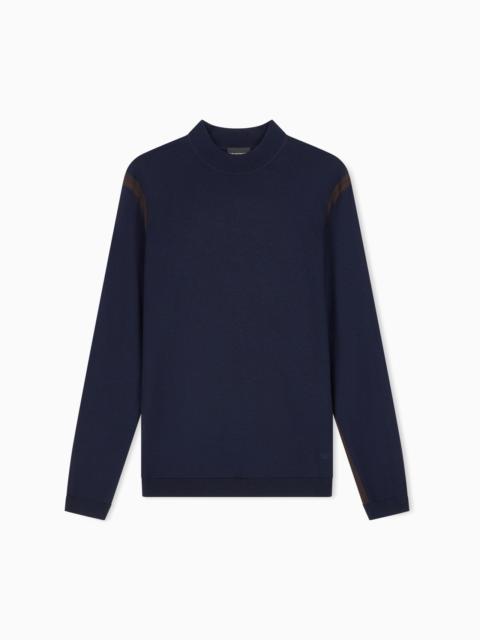 EMPORIO ARMANI LYOCELL BLEND SWEATER WITH INLAY DETAILS