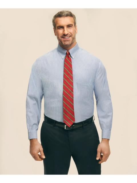 Brooks Brothers Big & Tall Stretch Supima® Cotton Non-Iron Pinpoint Oxford Button-Down Collar, Candy Stripe Dress Sh