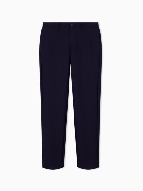 GIORGIO ARMANI FLAT FRONT TROUSERS IN A TECHNICAL HONEYCOMB FABRIC