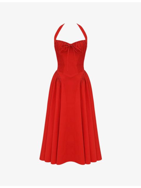 House of CB Adabella flower-pint cotton-blend midi dress