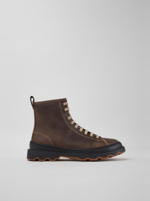CAMPER Brutus+ Beige Nubuck Ankle Boots for Women.