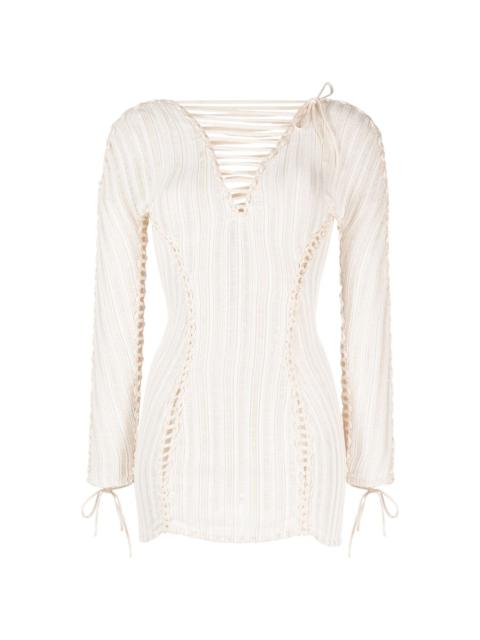 loose-knit long-sleeve minidress