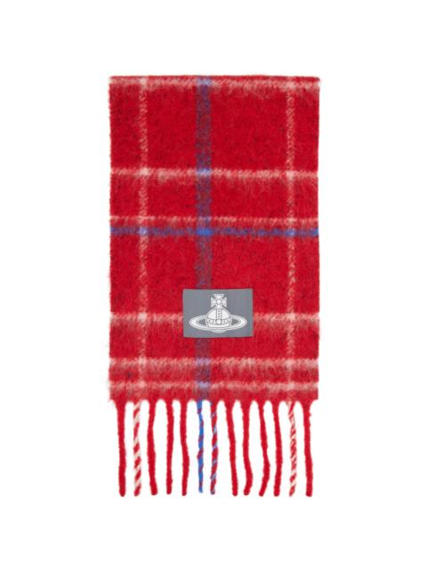 Vivienne Westwood Red Check Alpaca Scarf