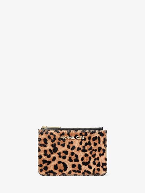 MICHAEL KORS Jet Set Travel Small Leopard Print Calf Hair Coin Purse