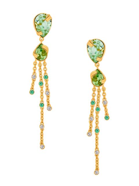 Oscar de la Renta Women's Pear Rhinestone 24K-Gold-Plated Chandelier Earrings - Peridot