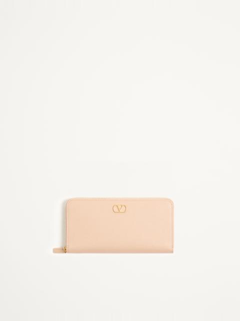 Valentino VLOGO SIGNATURE ZIPPERED WALLET IN GRAINY CALFSKIN