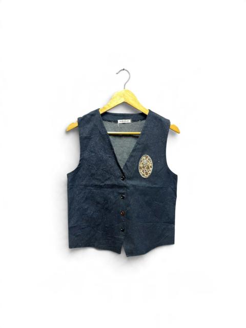 Other brands Jams World - WORLD JIN 90s DENIM LEOPARD PATCH SHIMMER VEST JACKET
