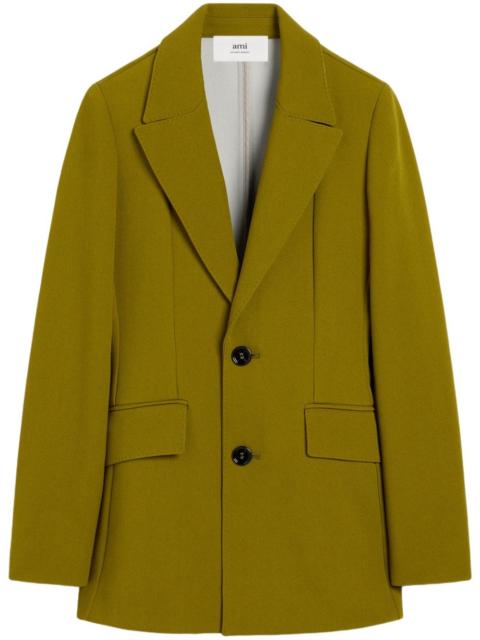 AMI Paris KHAKI WOOL TWO 단추 FITTED 재킷