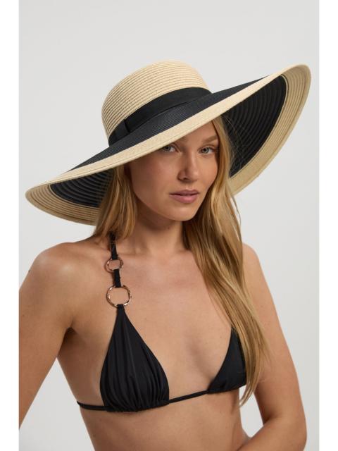 KAREN MILLEN Natural And Satin Mix Floppy Beach Hat