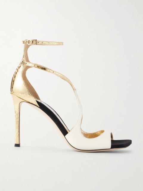 JIMMY CHOO Azia 95 Metallic Leather Sandals