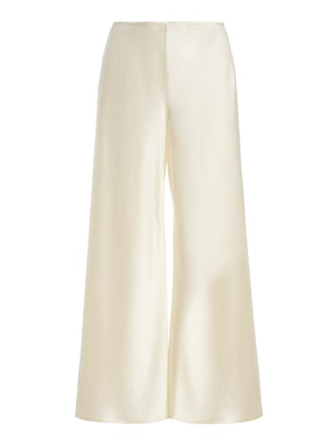 LESET Barb Bias Satin Wide-Leg Pants