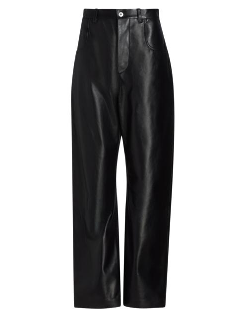 Bottega Veneta Women's Leather Relaxed-Fit Trousers - Double Black