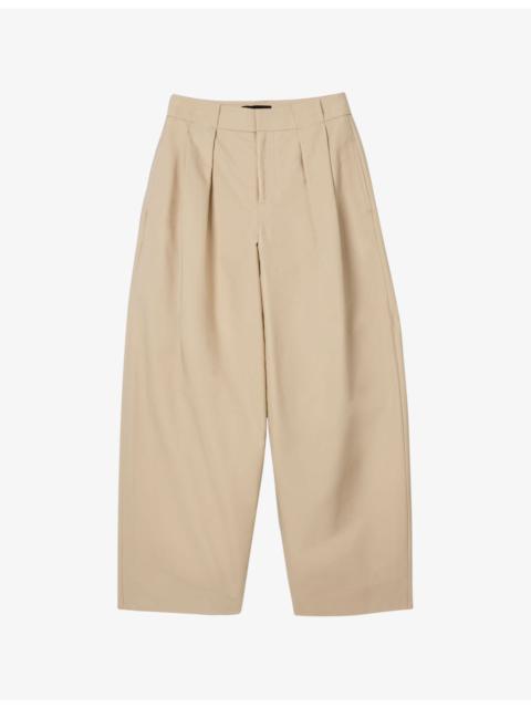 WHISTLES Pleated Barrel-Leg Cotton Trousers