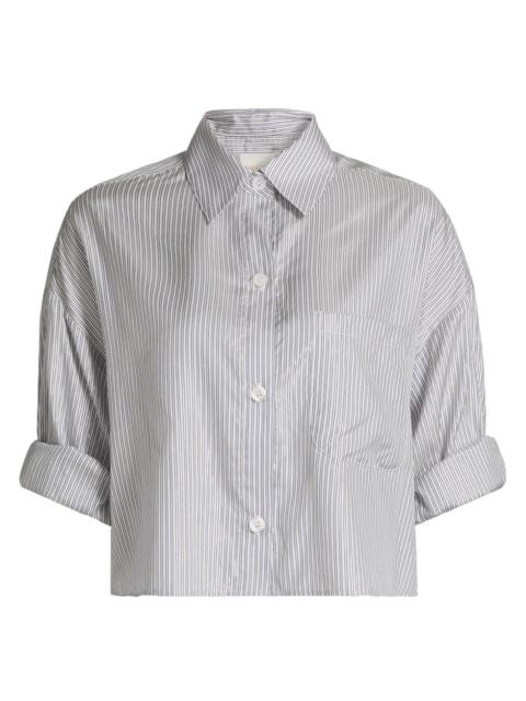 TWP Women's Next Striped Metallic Silk Shirt - Ivory Indigo Gold
