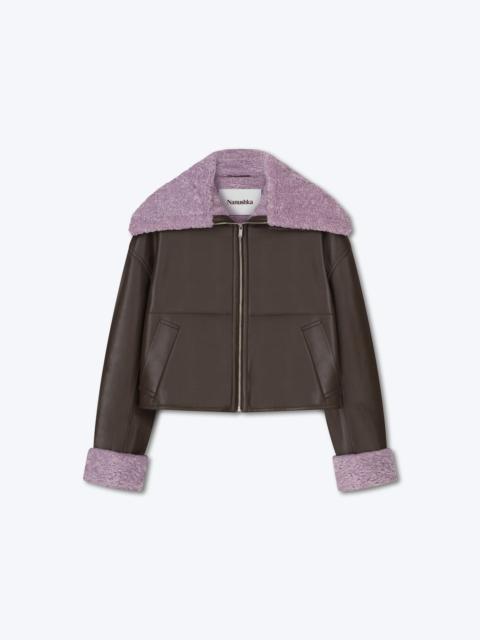 Nanushka VERONA - Faux shearling jacket - Shiitake/lilac