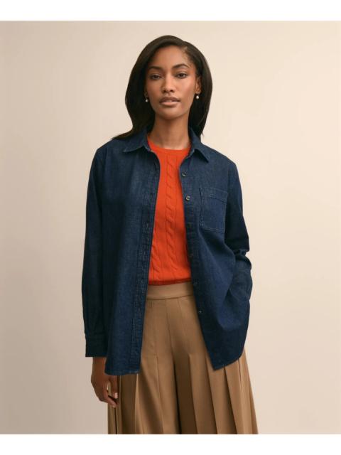 Brooks Brothers Cotton Denim Oversized Drop-Shoulder Shirt