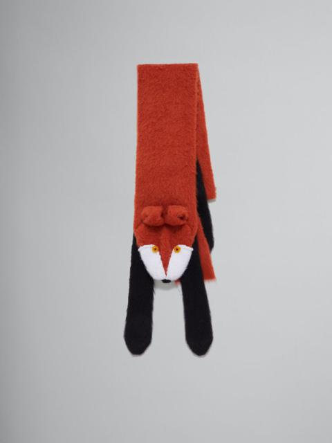 BROWN BRUSHED MOHAIR FOX SCARF