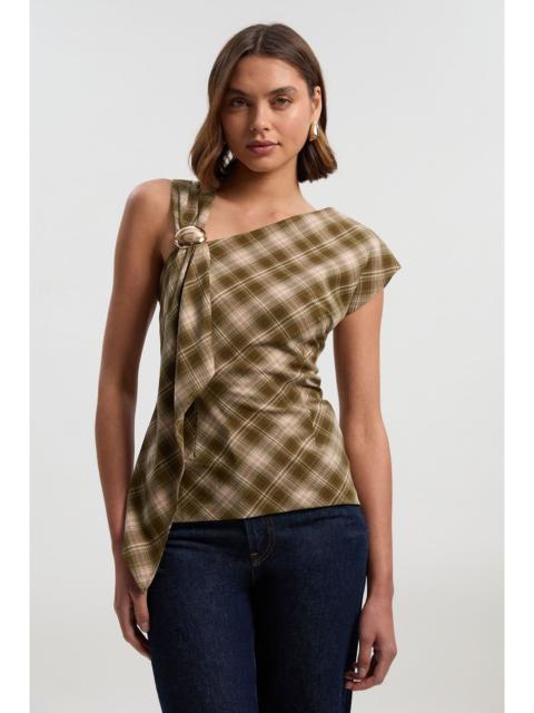 KAREN MILLEN Tailored Check Trim Detail Sleeveless Top