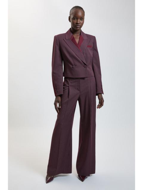 KAREN MILLEN Pinstripe Satin Mix Tailored Wide Leg Trouser
