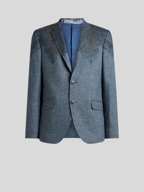 Etro SINGLE-BREASTED WOOL-BLEND JACKET WITH PLACED PAISLEY POCHETTE PRINT