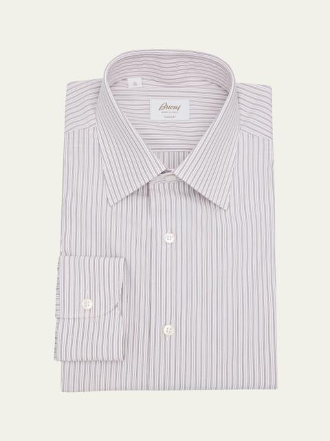 Brioni Men's Giza 87 Cotton Multi-Stripe Dress Shirt
