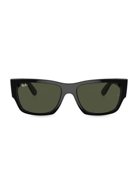 Ray-Ban Men's RB0947 56MM Carlos Rectangular Sunglasses - Black Dark Green