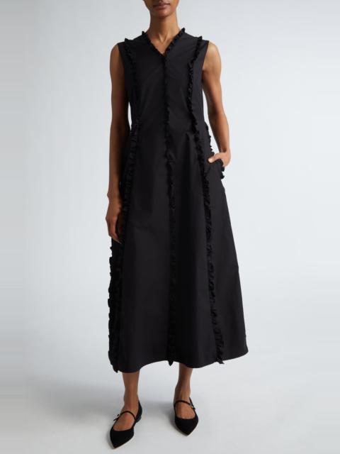 Max Mara Milena Sleeveless Ruffle Midi Dress in Black at Nordstrom