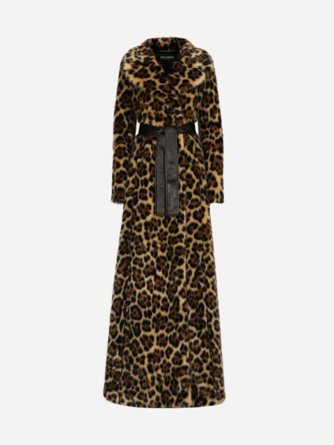 Dolce & Gabbana Long leopard-print faux fur coat