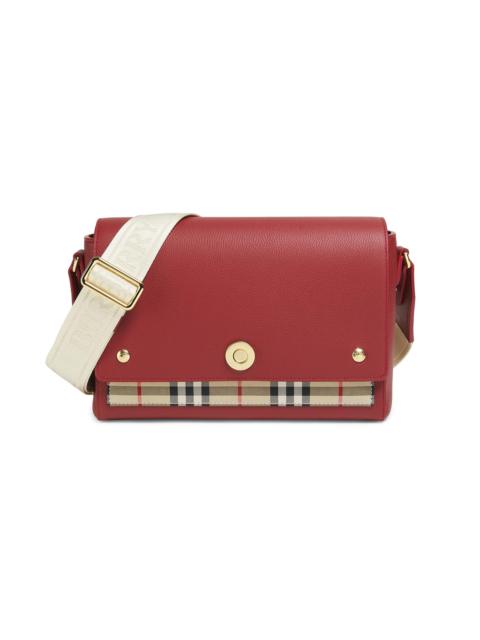 Burberry Women's Medium Note Check Leather Crossbody Bag - Vintage Check And Ruby