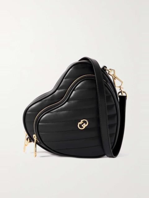 GUCCI Heart embellished matelassé leather shoulder bag