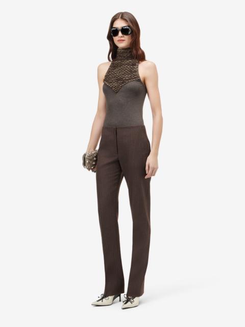 Alexander McQueen Women's Wool Pinstripe Trousers in Dark Brown