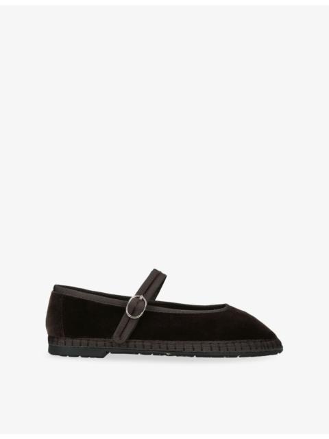 FLABELUS Pierre Cotton-Velvet Ballet Flats