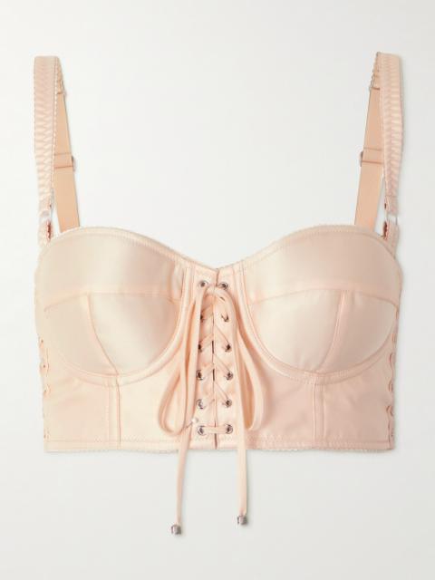 Dolce & Gabbana Cropped Lace-up Satin Bustier Top