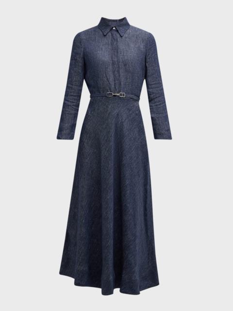GABRIELA HEARST Marley Belted Denim Maxi Shirtdress
