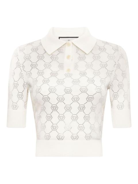 PHILIPP PLEIN monogram knitted polo top