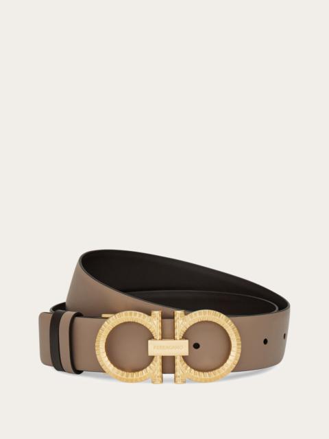 FERRAGAMO Knurled Gancini reversible and adjustable belt