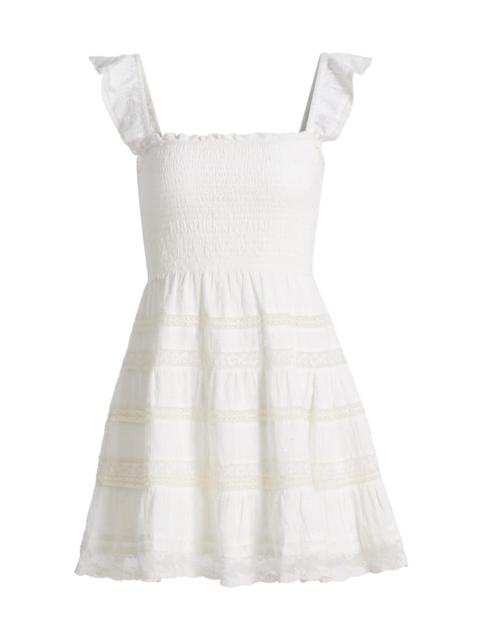 LoveShackFancy Women's Colbera Smocked Cotton A-Line Minidress - White
