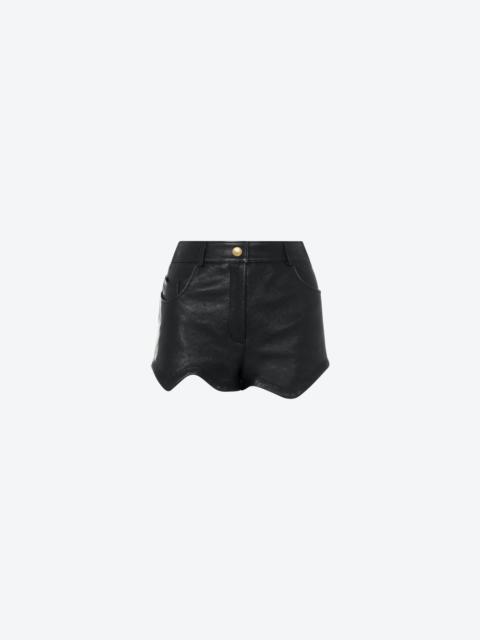 Moschino MORPHED EFFECT HAMMERED LEATHER SHORTS
