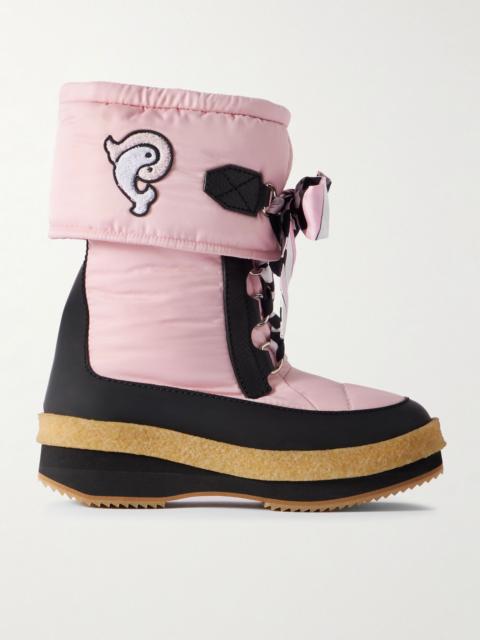 PUCCI Logo-appliquéd silk-twill trimmed shell snow boots Pink