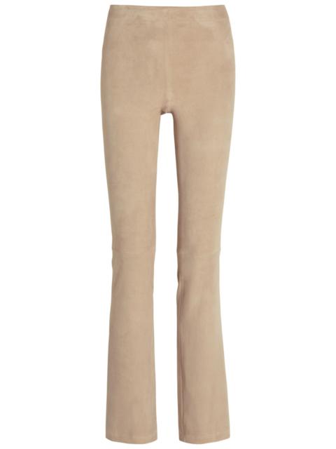 STOULS Stouls JP Long Flared-leg Suede Trousers