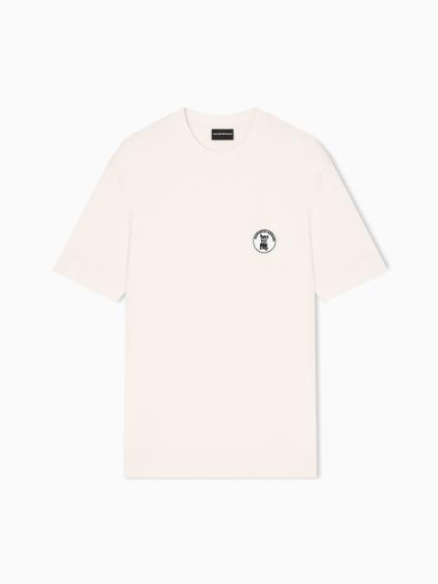EMPORIO ARMANI LYOCELL-BLEND JERSEY T-SHIRT WITH FRENCH BULLDOG PATCH