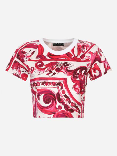 Cropped Majolica-print jersey T-shirt