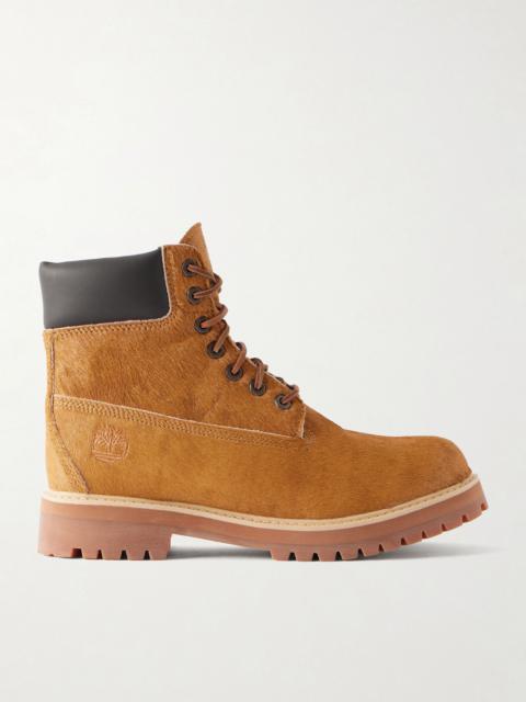 Timberland Heritage Leather-Trimmed Calf-Hair Lace-Up Boots Brown