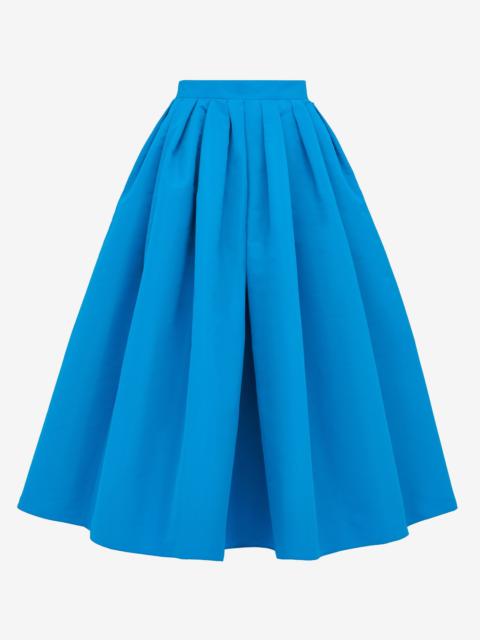 Alexander McQueen Women's Pleated Midi Skirt in Lapis Blue