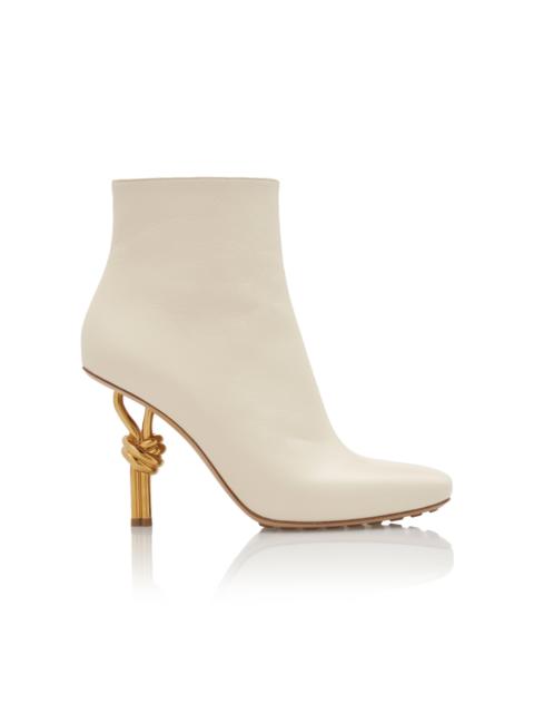 Knot Leather Ankle Boots off-white