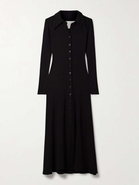 Citizens of Humanity Gila ribbed stretch organic cotton and Lyocell-blend midi dress Black