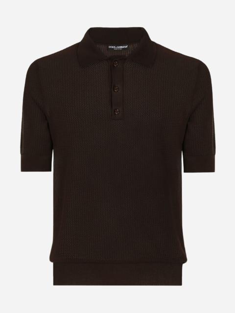 Cotton polo shirt with logo label