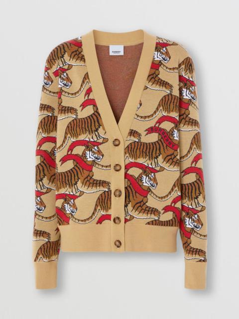 Burberry Tiger Graphic Technical Wool Jacquard Cardigan