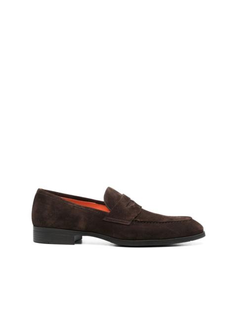 low-heel suede loafers