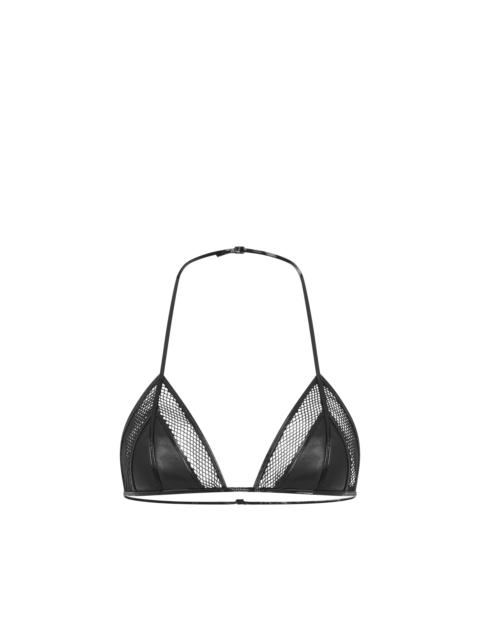TOM FORD LEATHER AND FINE MESH TRIANGLE BRA